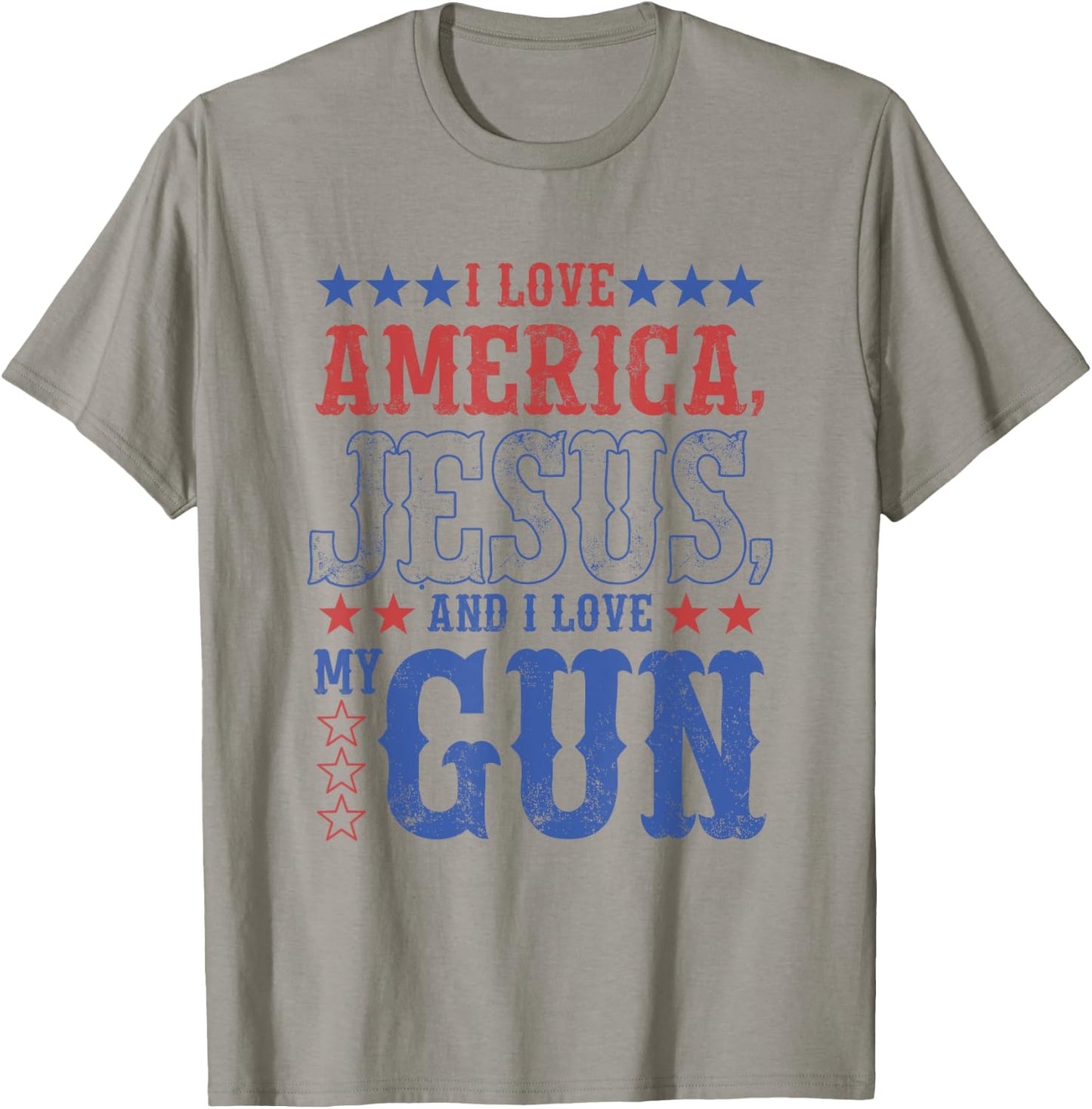 I Love America Jesus And I Love Gun Apparel T-Shirt - T-Shirt | Sand