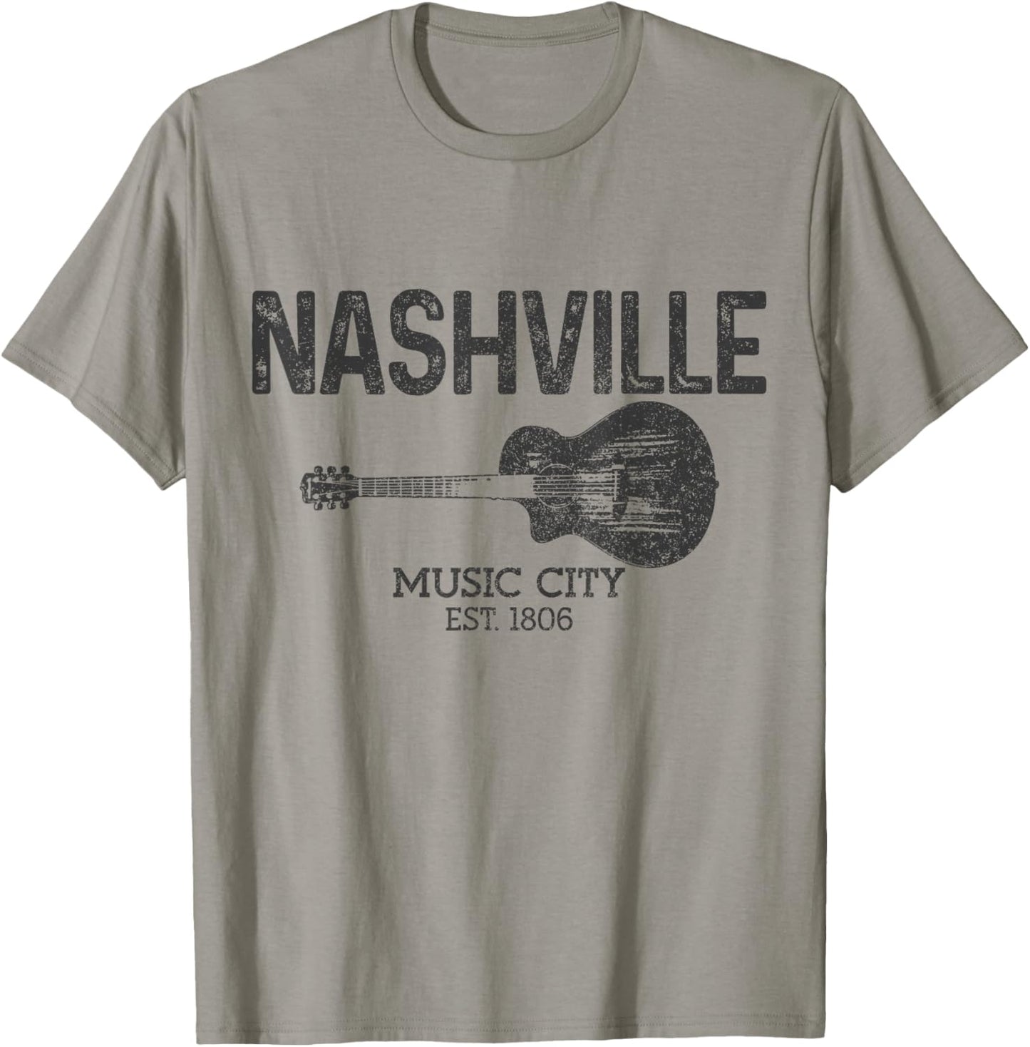 Nashville Est 1806 Guitar Vintage Country Music City T-Shirt - T-Shirt | Sand