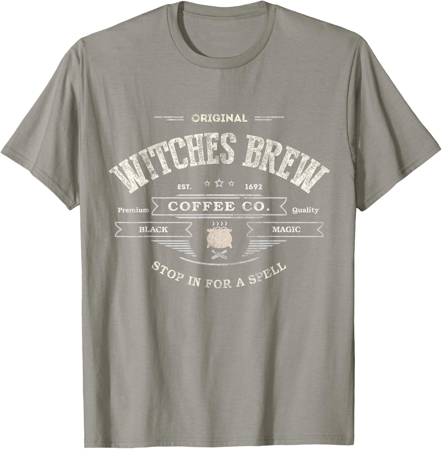 Funny WITCHES BREW 1692 Coffee Company Barista Magic Co T-Shirt - T-Shirt | Sand