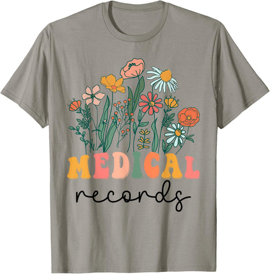 Groovy Wildflower Medical Records T-Shirt - T-Shirt | Sand