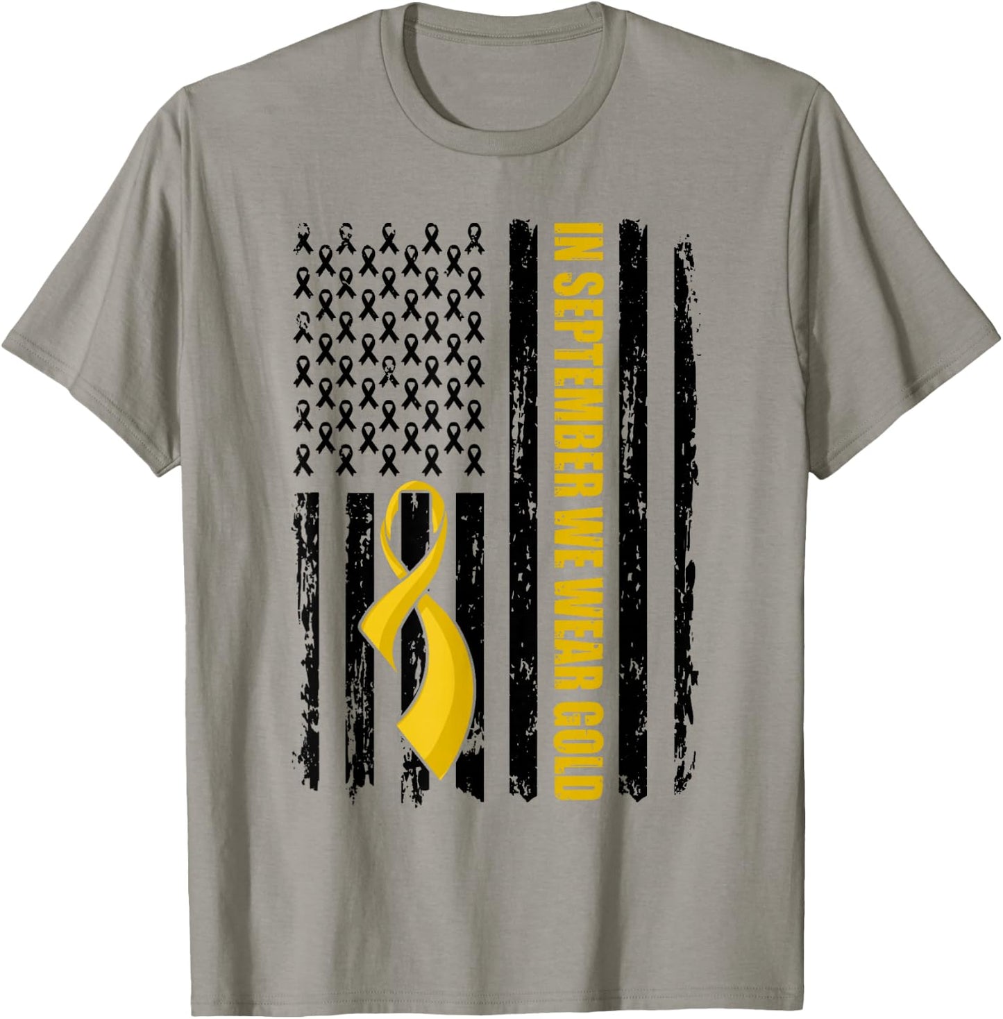 In September We Wear Gold Flag Childhood Cancer Awareness T-Shirt - T-Shirt | Sand