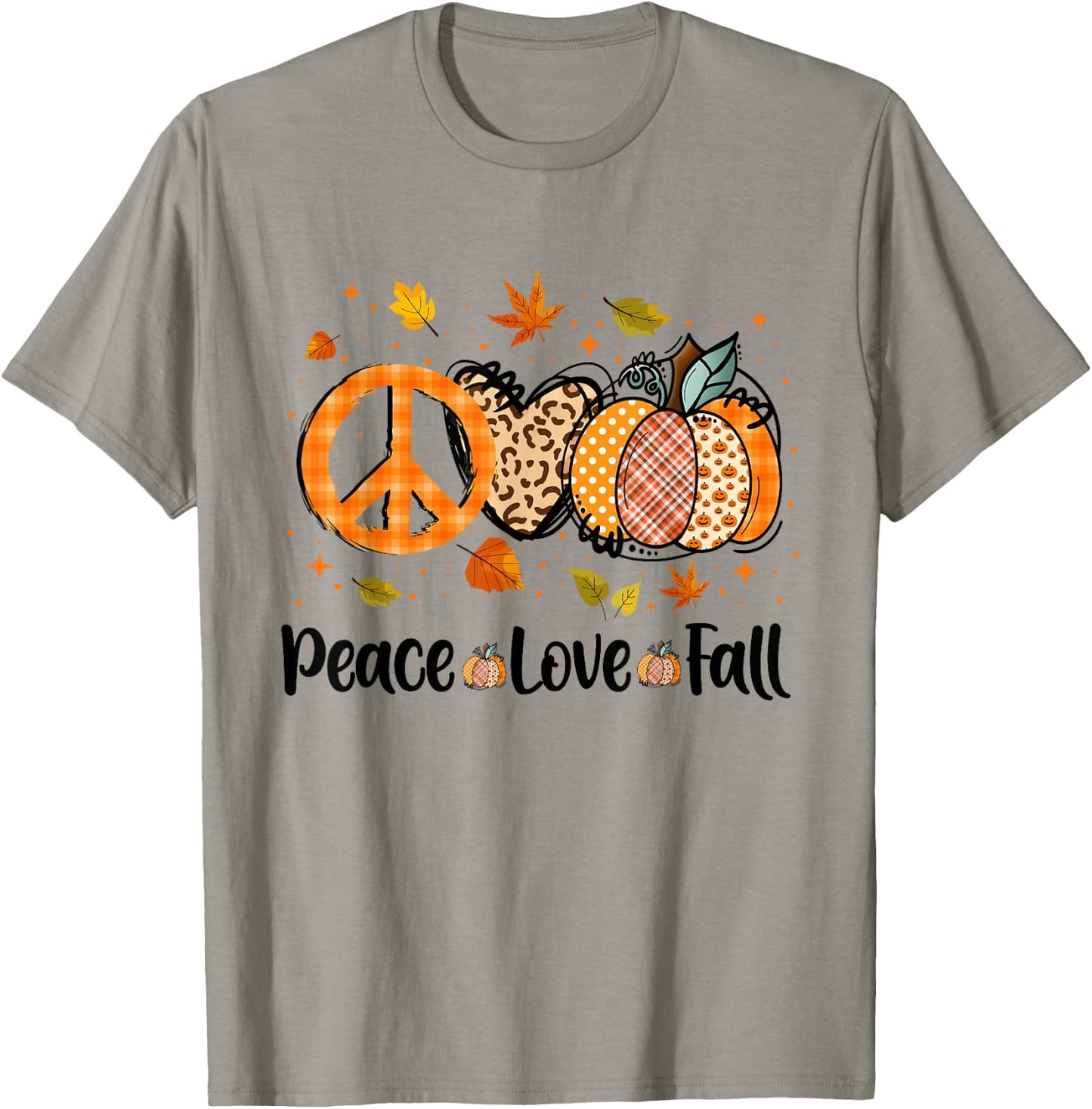 Peace Love Fall Pumpkin Autum Happy Fall Thanksgiving T-Shirt - T-Shirt | Sand