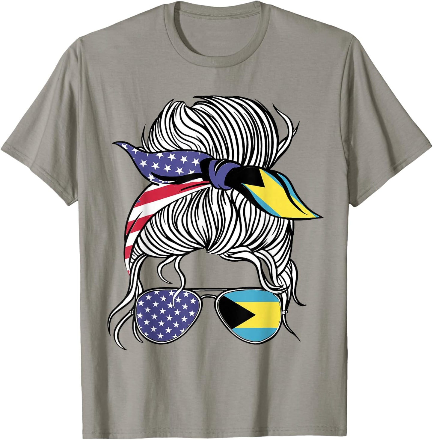 Bahamian American Patriot Grown Proud Women Girl Flag T-Shirt - T-Shirt | Sand