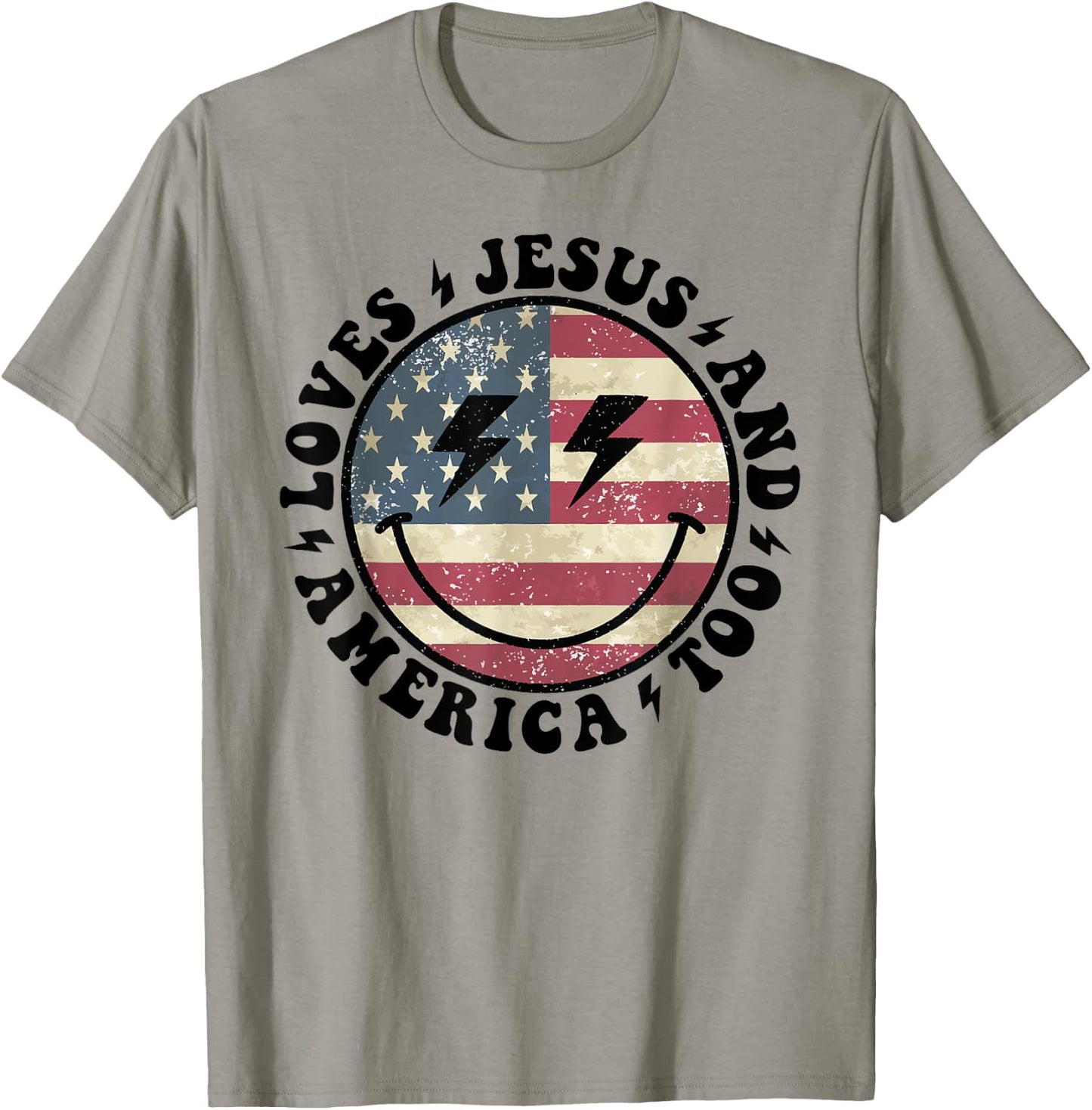 Loves Jesus and America Too God Christian 4th of July retro T-Shirt - T-Shirt | Sand