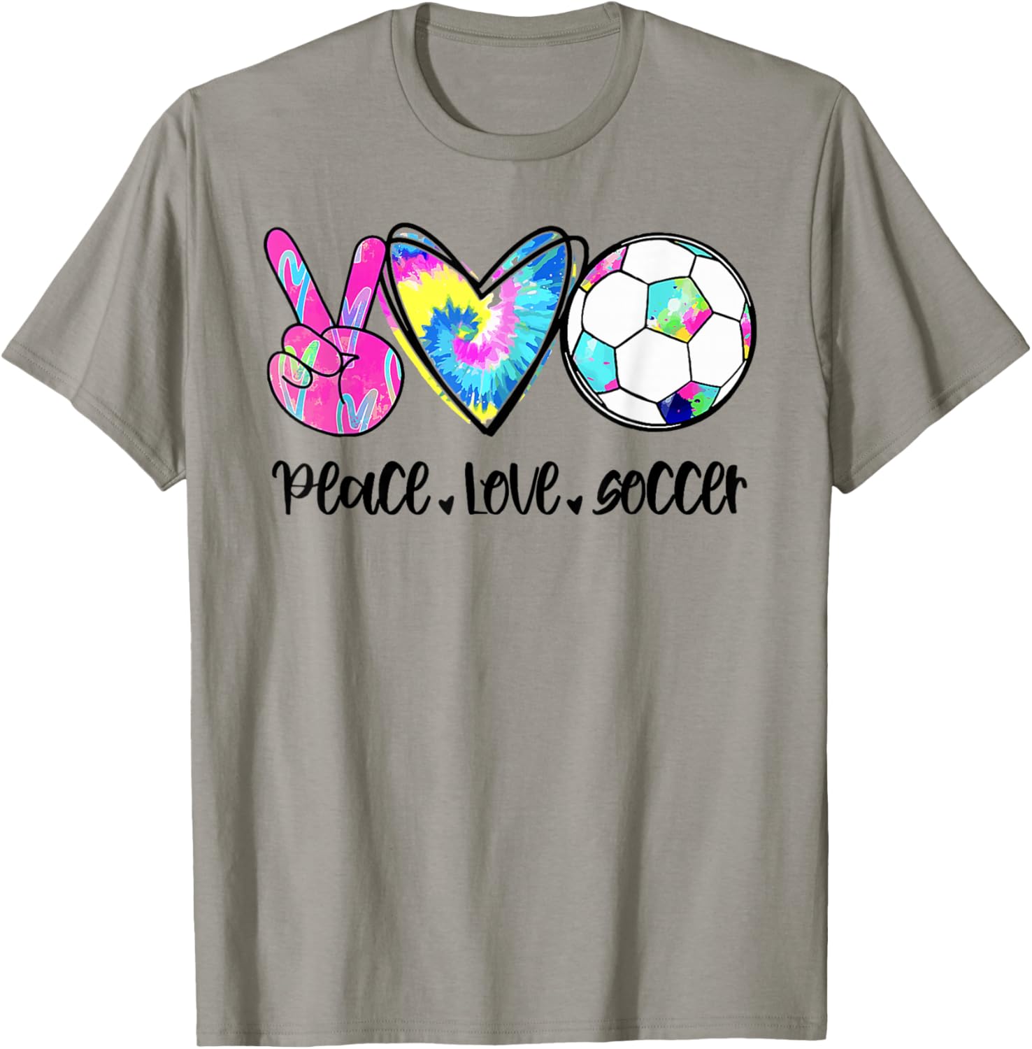 Peace Love Soccer Tie Dye Cute Soccer Lovers T-Shirt - T-Shirt | Sand