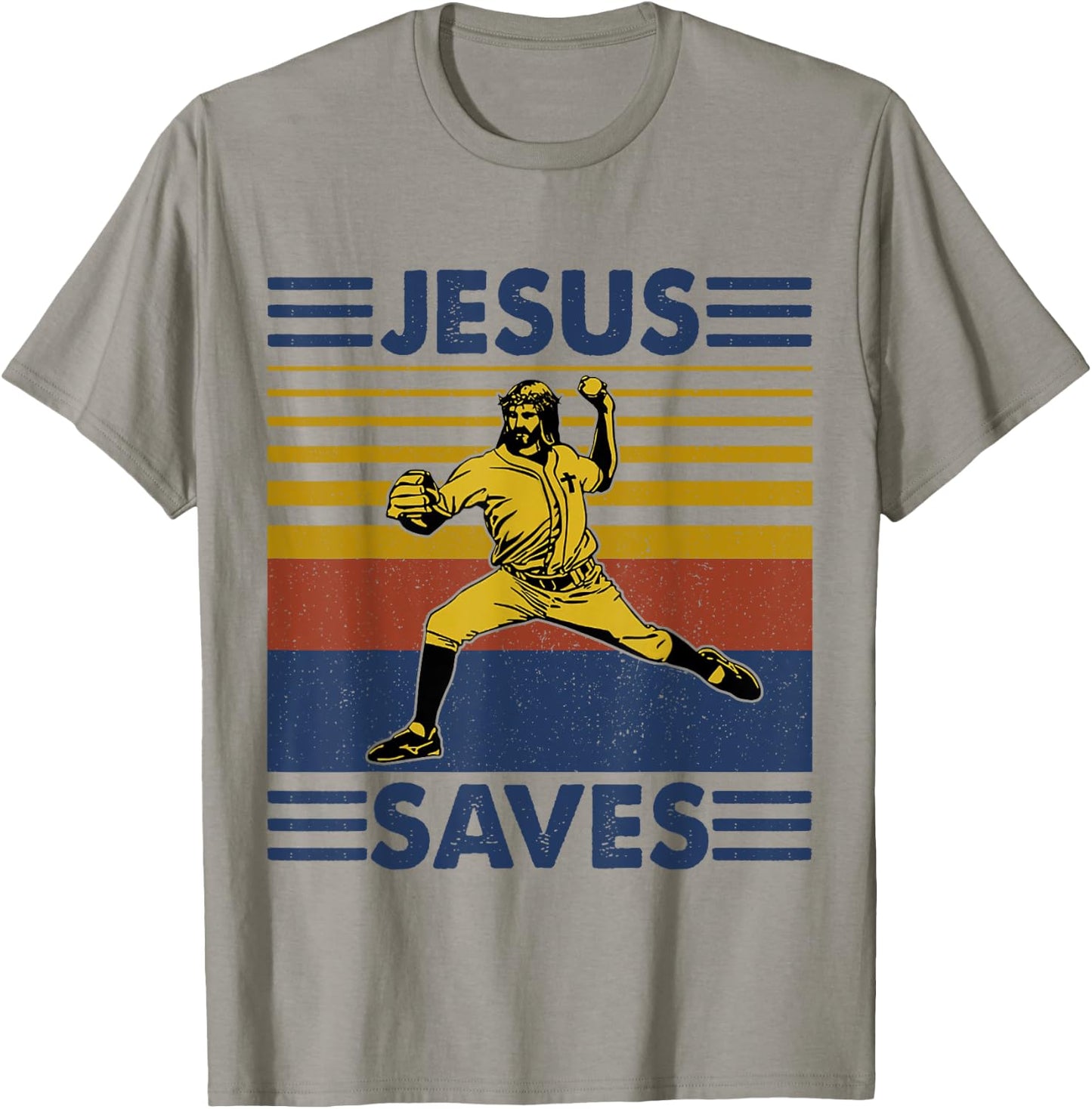 Jesus Save Funny Jesus Playing Baseball T-Shirt - T-Shirt | Sand