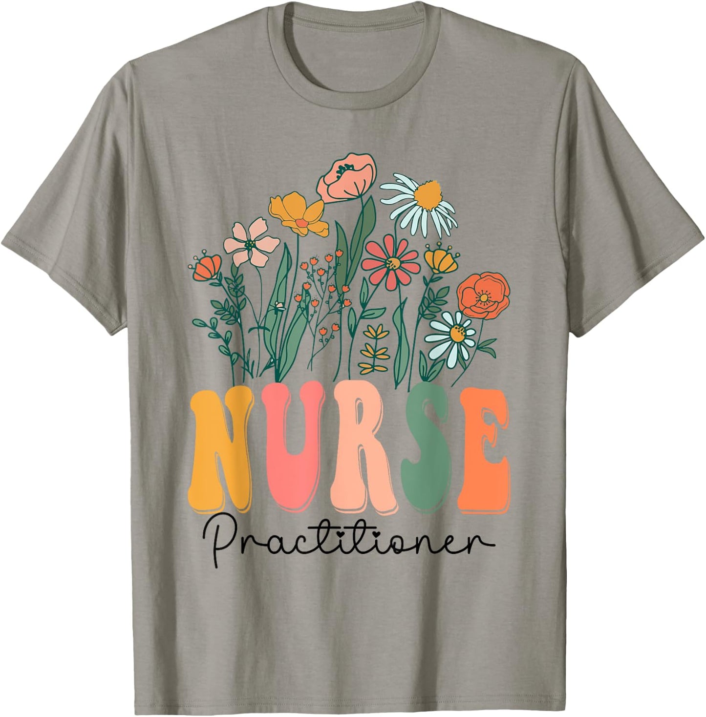Retro Groovy floral Nurse Practitioner Wildflower For T-Shirt - T-Shirt | Sand