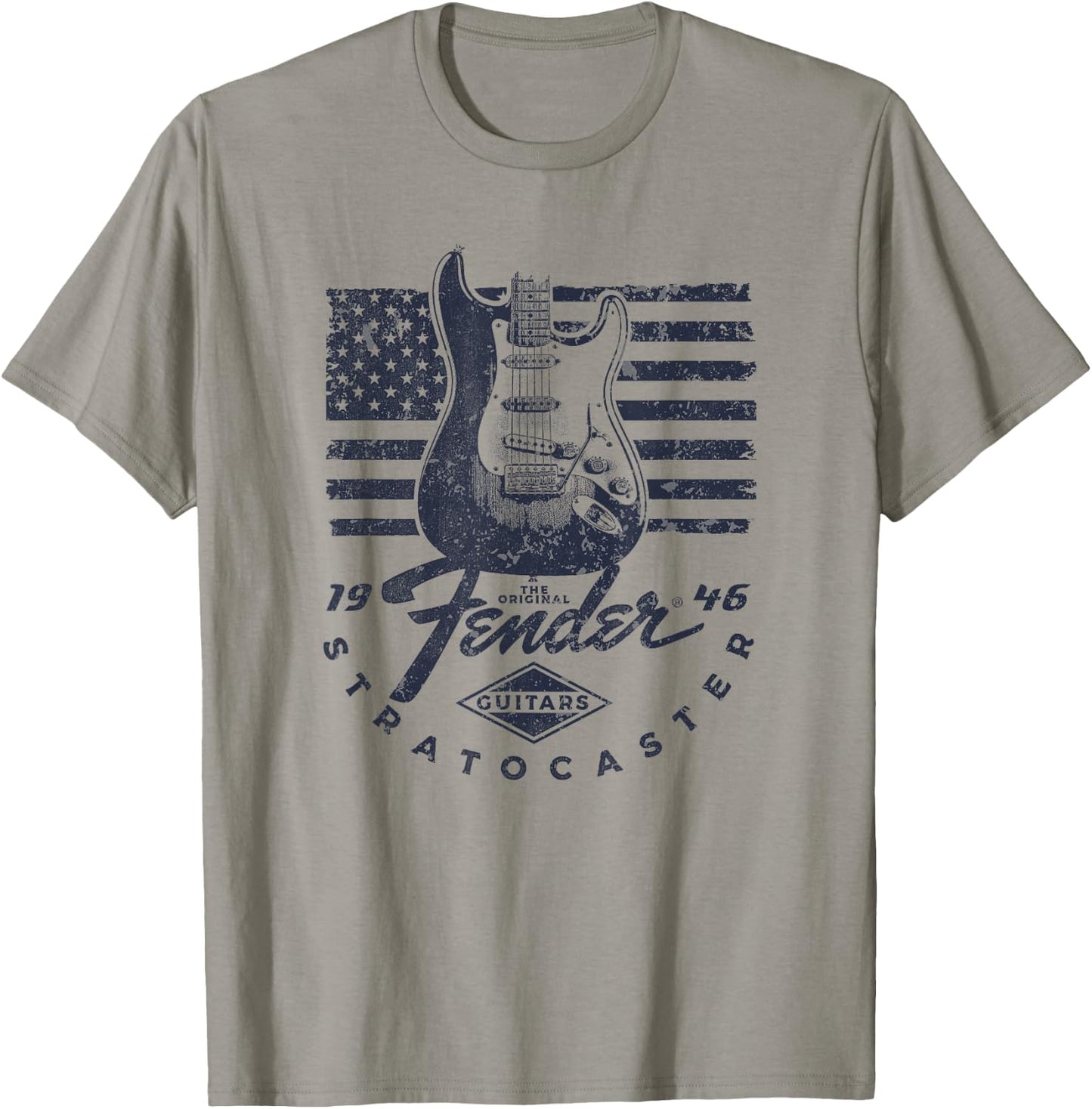 Fender 1946 Stratocaster American Flag Backdrop T-Shirt - T-Shirt | Sand