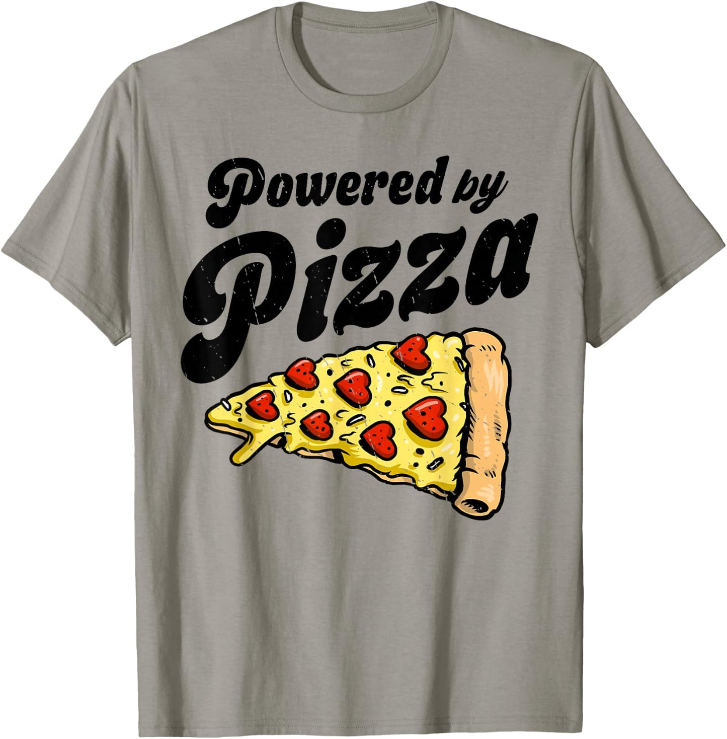 Powered by Pizza Funny Women Men Boys Girls Italian Food T-Shirt - T-Shirt | Sand