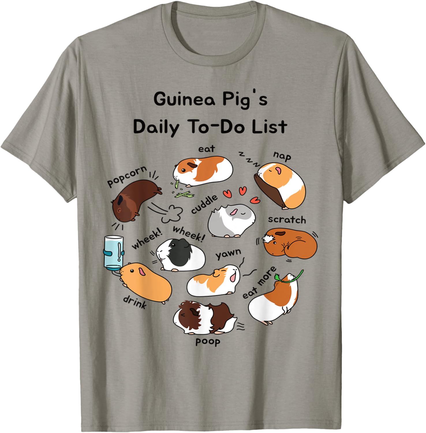 Guinea Pig Daily To-Do List Funny Cute Guinea Pig Lover T-Shirt - T-Shirt | Sand