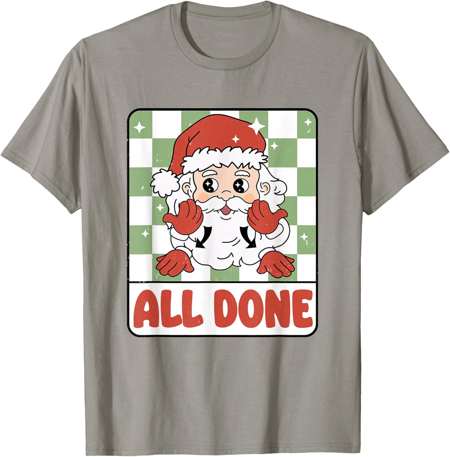 Retro Speech Therapy Christmas SLP All Done Sign Language T-Shirt - T-Shirt | Sand
