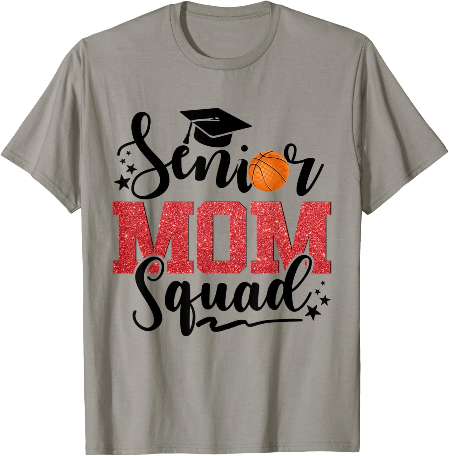 Senior Mom Squad Basketball T-Shirt - T-Shirt | Sand