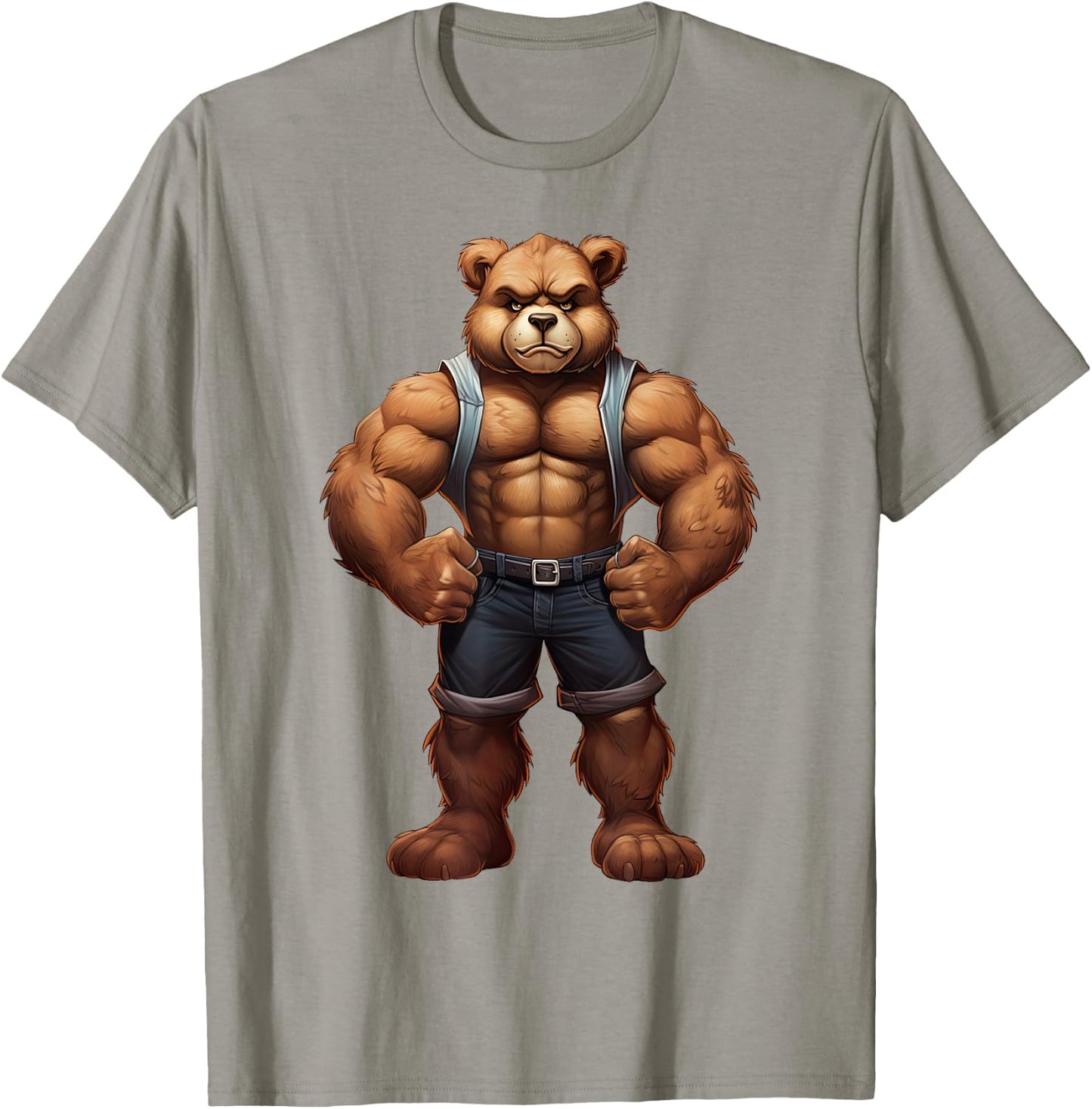 Teddy Bear Bodybuilder Muscular Body Gym Fitness T-Shirt - T-Shirt | Sand
