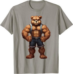 Teddy Bear Bodybuilder Muscular Body Gym Fitness T-Shirt - T-Shirt | Sand