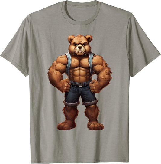 Teddy Bear Bodybuilder Muscular Body Gym Fitness T-Shirt - T-Shirt | Sand