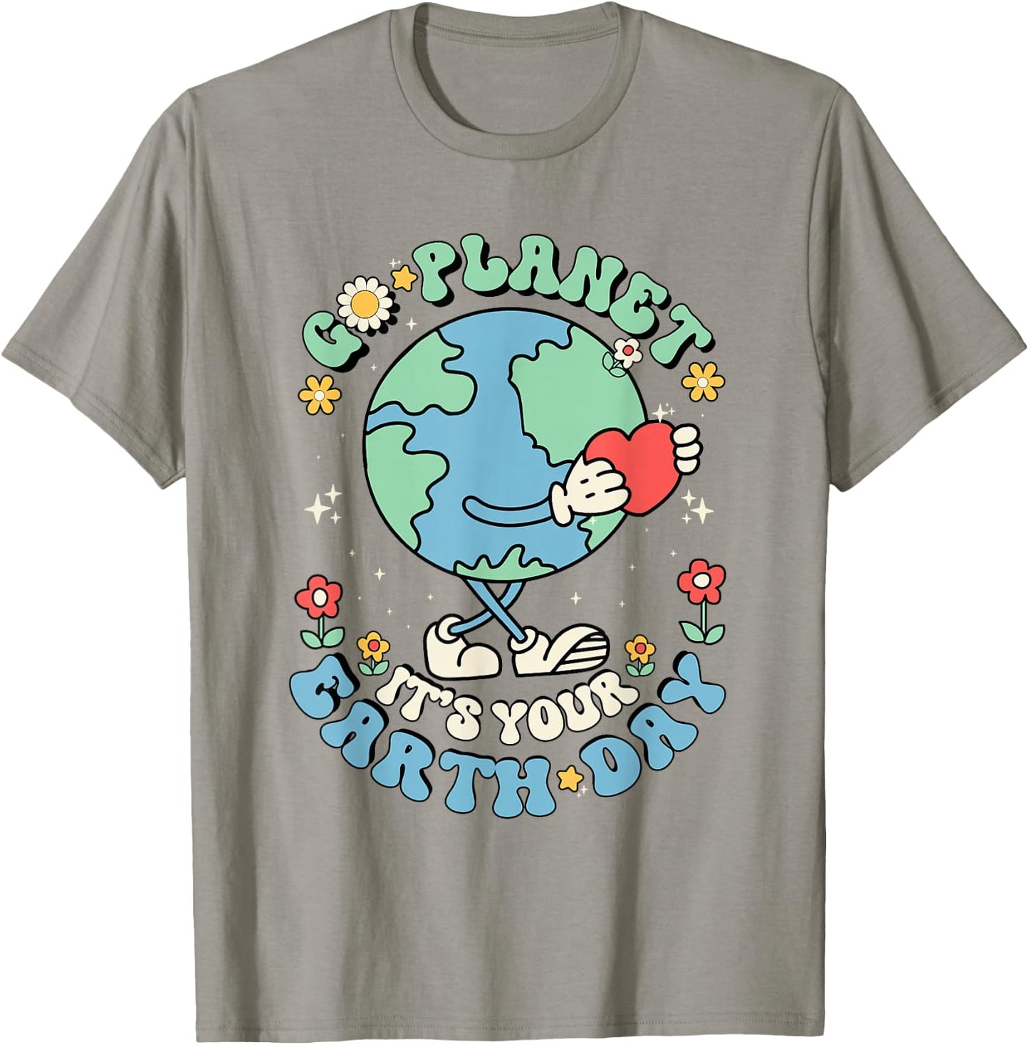 Cute Go Planet Its Your Earth Day 2026 Teacher Kids Groovy T-Shirt - T-Shirt | Sand
