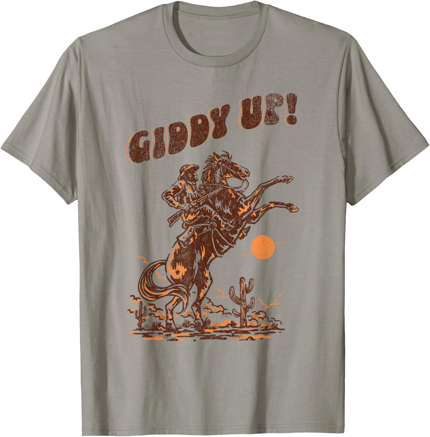 Giddy Up Horse Western Boho Hippie Design T-Shirt - T-Shirt | Sand