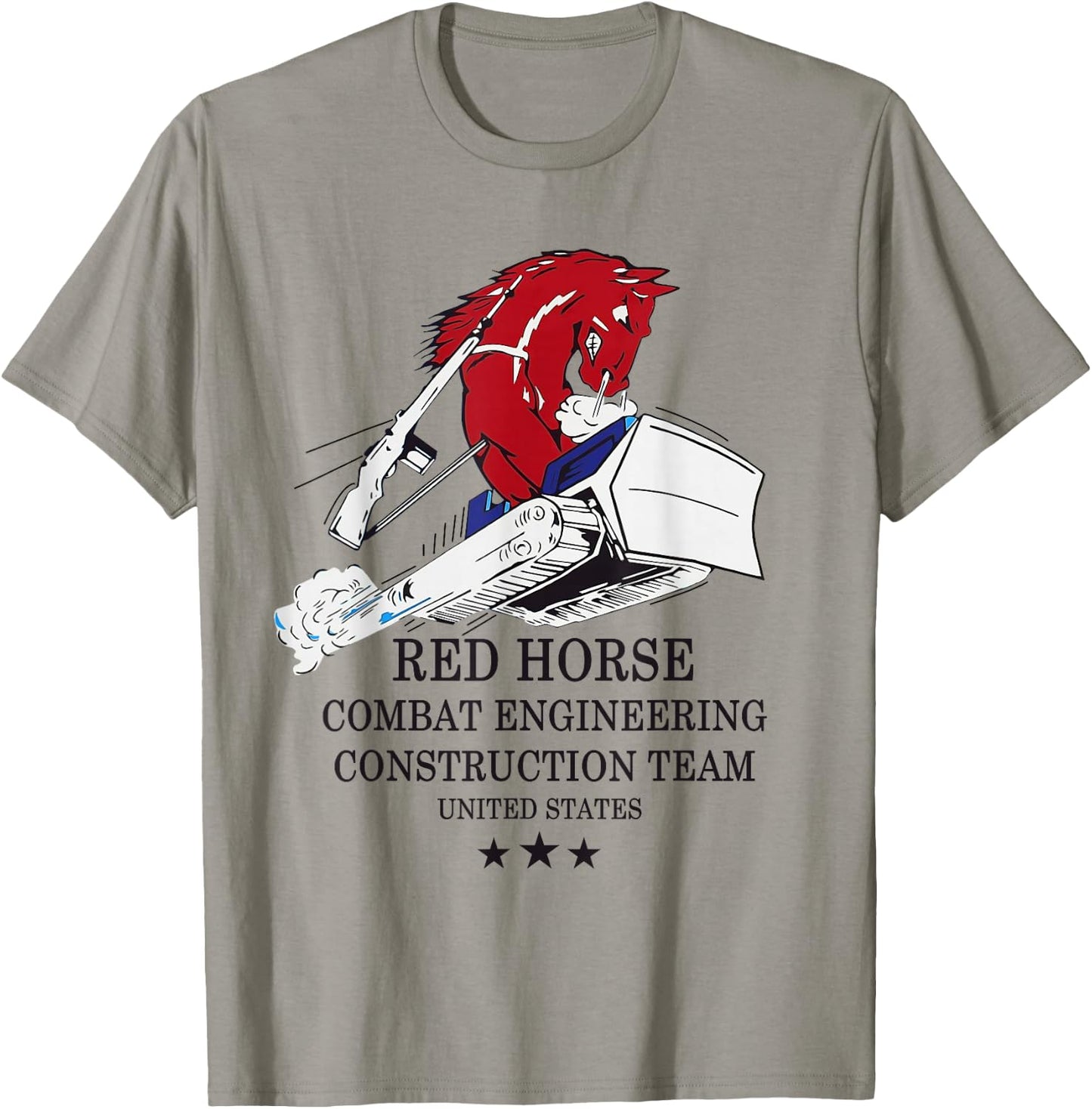 RED Horse Combat Engineer US Military T-Shirt - T-Shirt | Sand