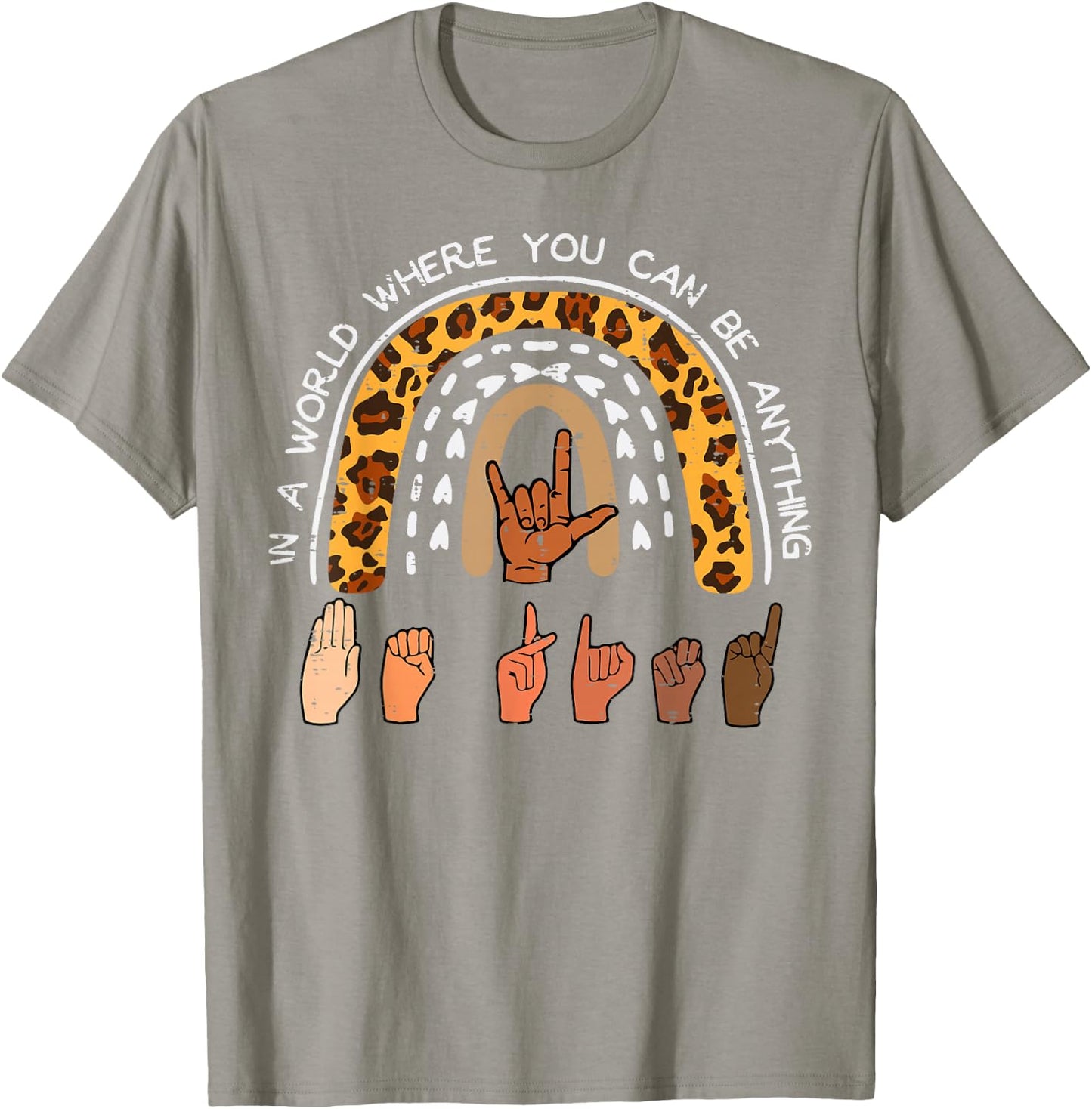 Kind Sign Language ASL Rainbow Black Orange Unity Day Kids T-Shirt - T-Shirt | Sand