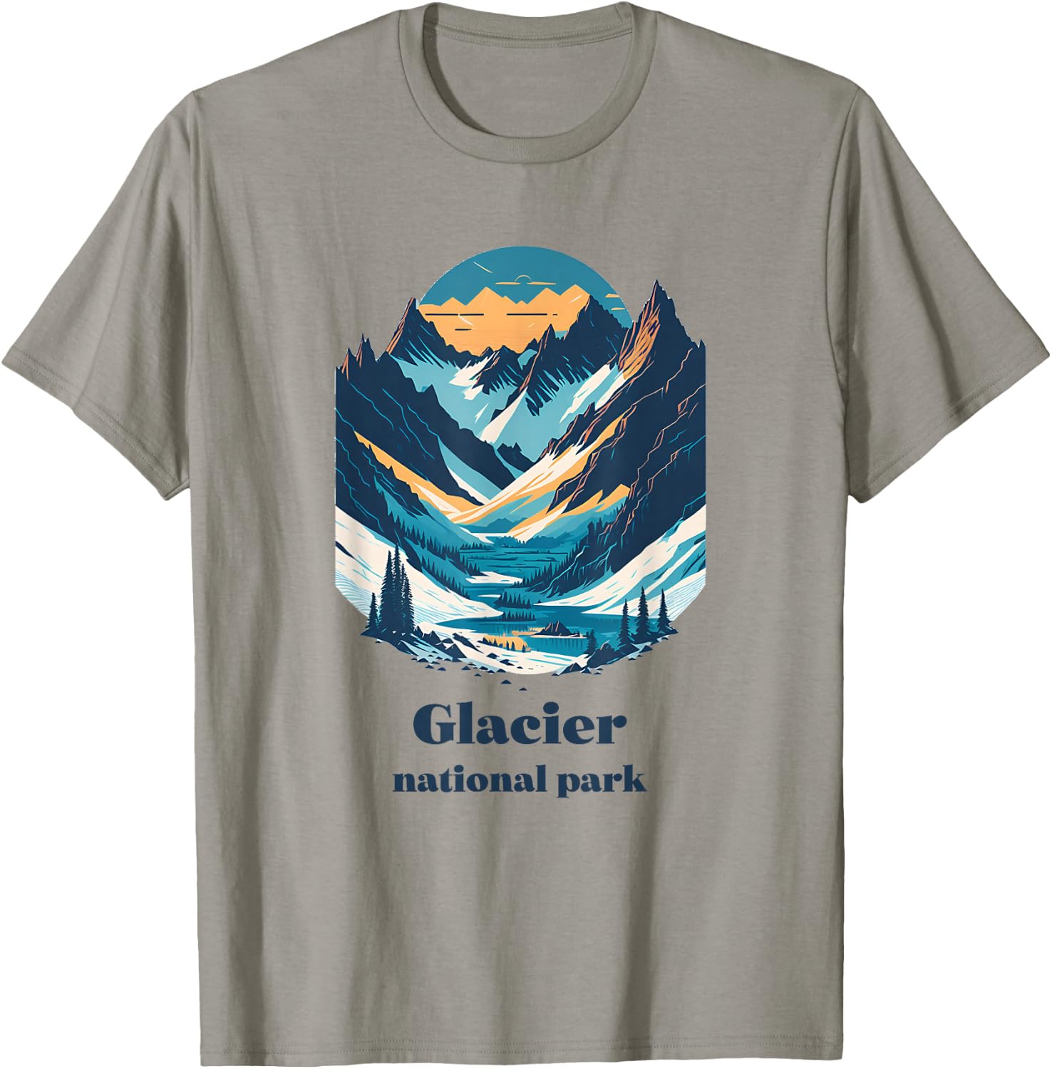 Glacier National Park Montana Cool Retro Style T-Shirt - T-Shirt | Sand