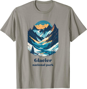 Glacier National Park Montana Cool Retro Style T-Shirt - T-Shirt | Sand
