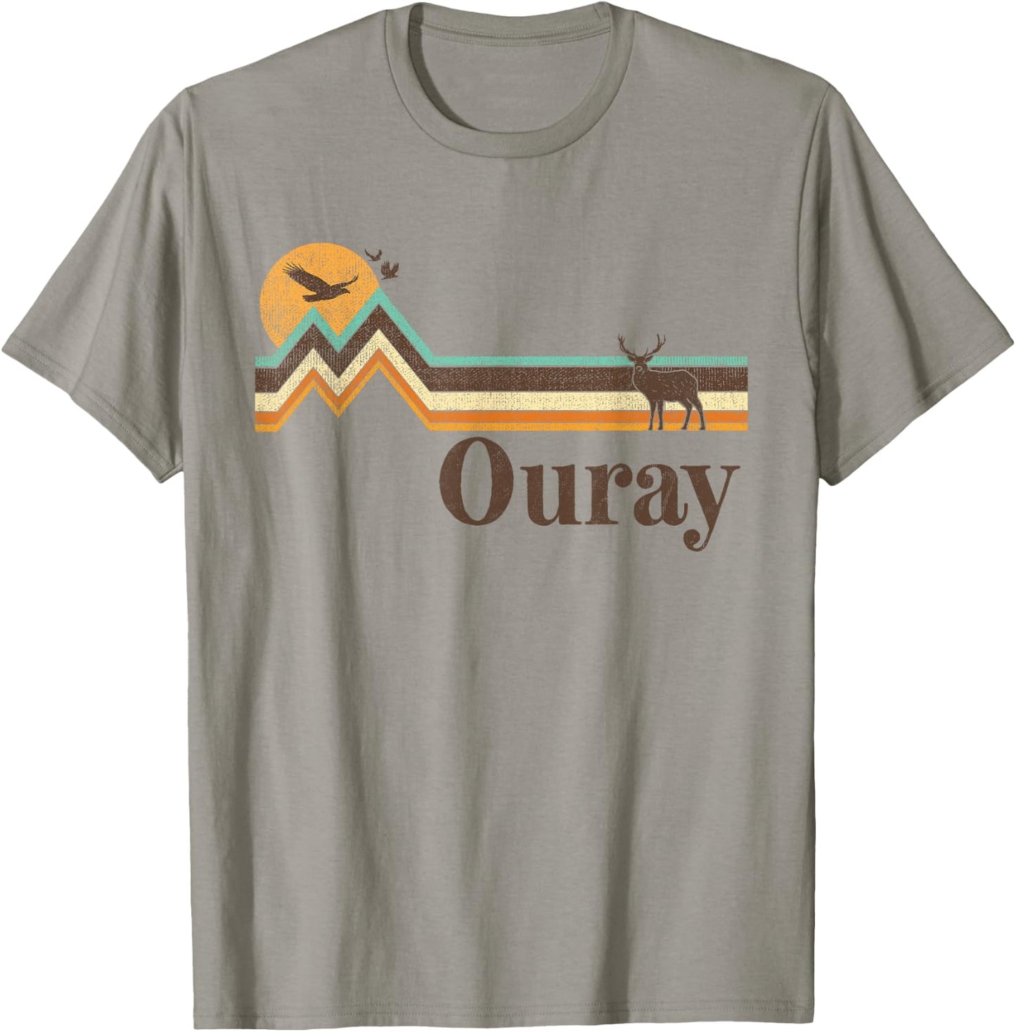 Ouray Colorado 70s 80s Retro Vintage Men Women Distressed T-Shirt - T-Shirt | Sand