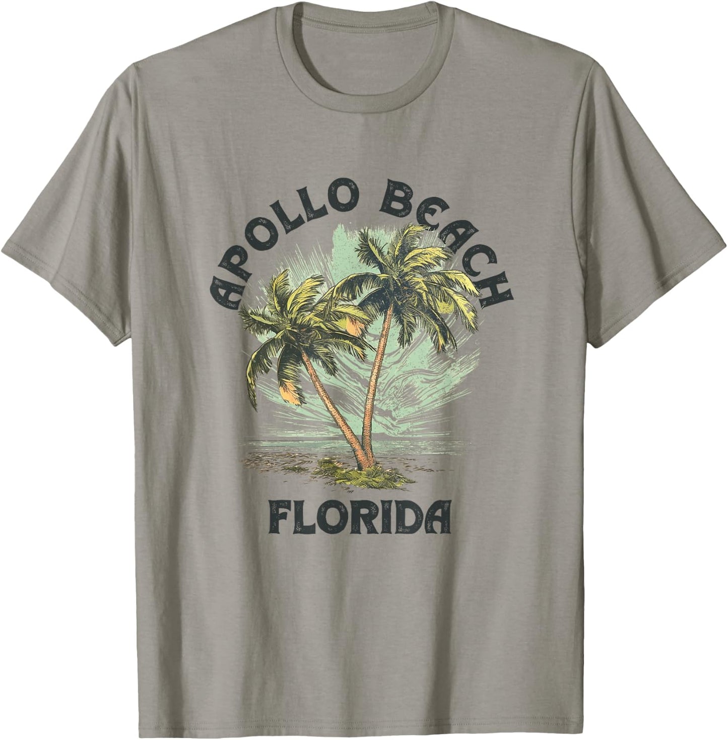 Apollo Beach Florida Palms Vintage Beach Men Women T-Shirt - T-Shirt | Sand