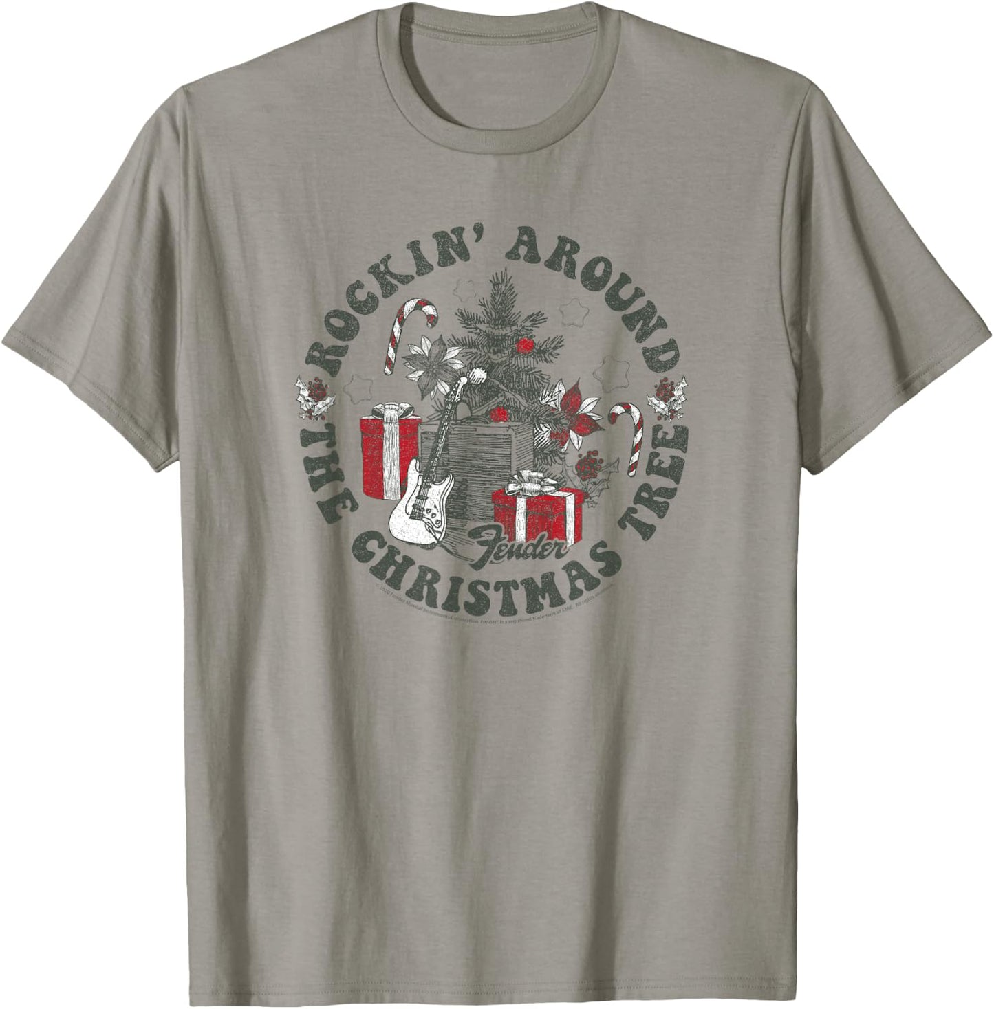 Fender Christmas Rockin' Around The Christmas Tree T-Shirt - T-Shirt | Sand