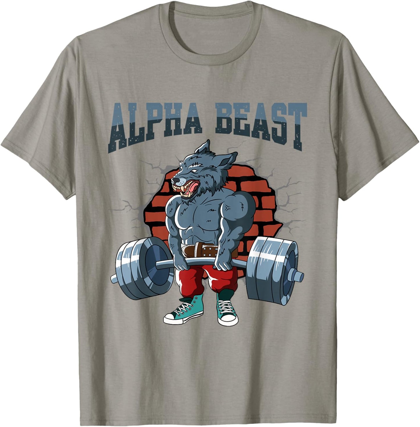 Fitness Training Pumps Alpha Wolf for Deadlift Fitness T-Shirt - T-Shirt | Sand
