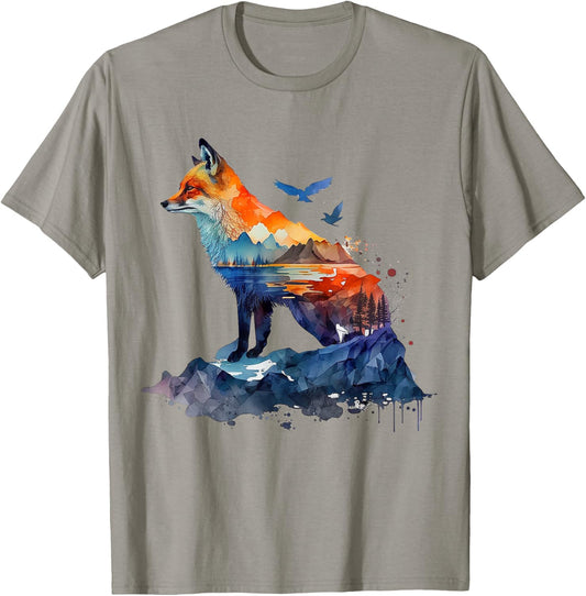 Fox Mountains Animal Lovers Animal Fox T-Shirt - T-Shirt | Sand