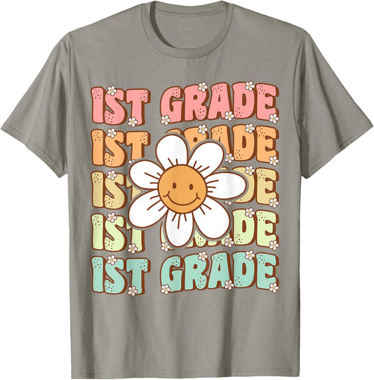 Groovy 1st Grade Back To School First Day of First Grade T-Shirt - T-Shirt | Sand