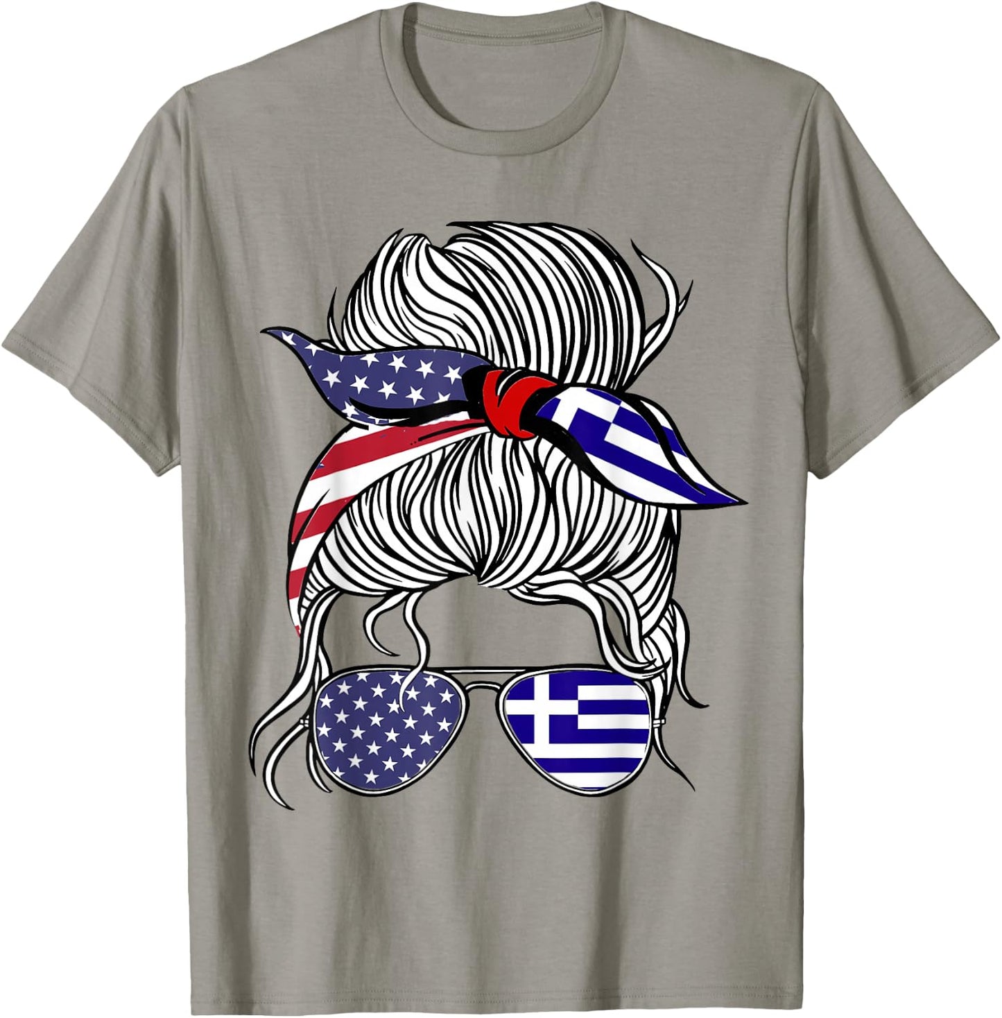 American Greek Patriot Flag Women Girl Greece Grown T-Shirt - T-Shirt | Sand