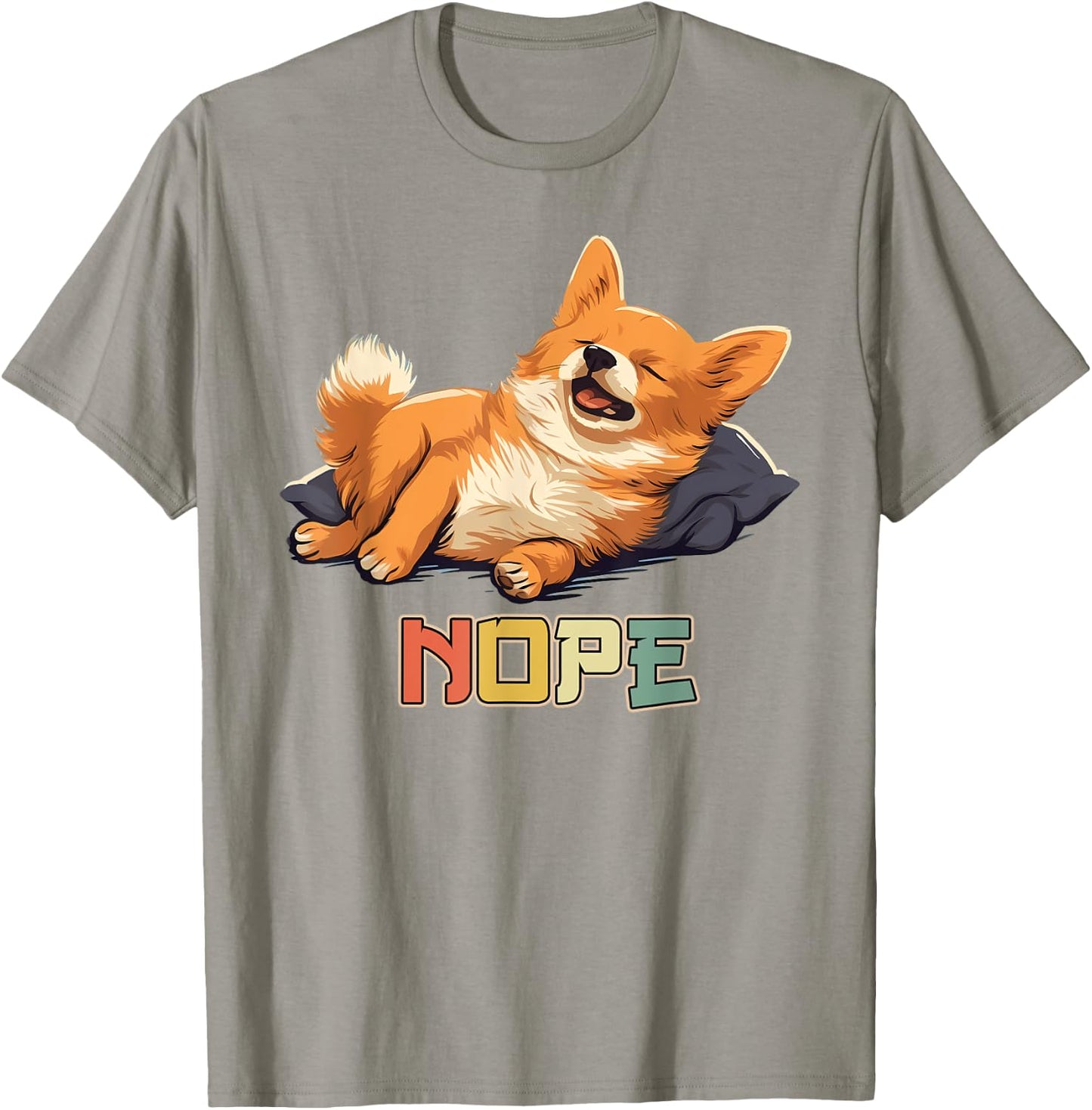 Lazy Pomchi Dog Nope T-Shirt - T-Shirt | Sand