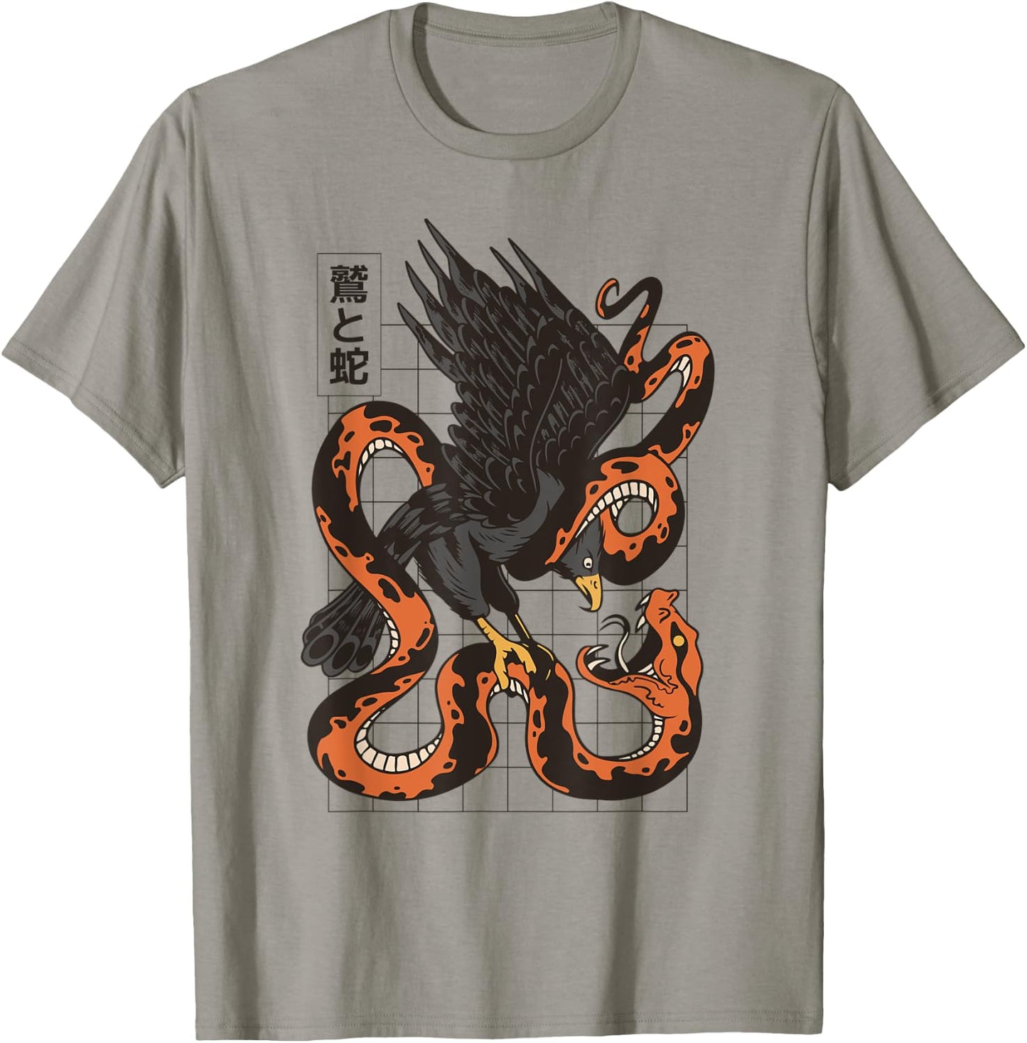 Eagle Fighting Snake Japanese Vaporwave Asian Inspired T-Shirt - T-Shirt | Sand