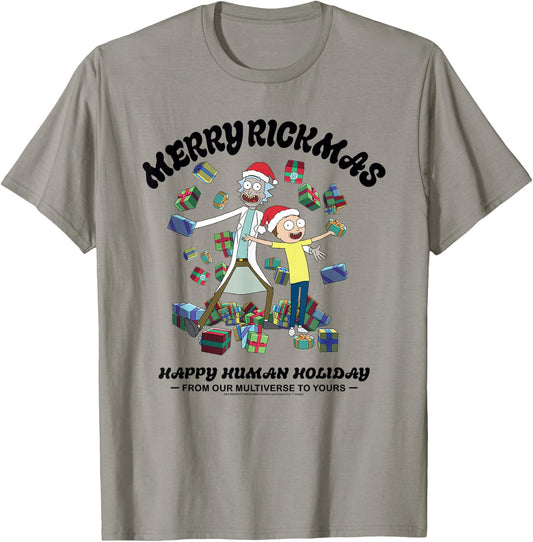 Rick and Morty Christmas Merry Rickmas Light T-Shirt - T-Shirt | Sand