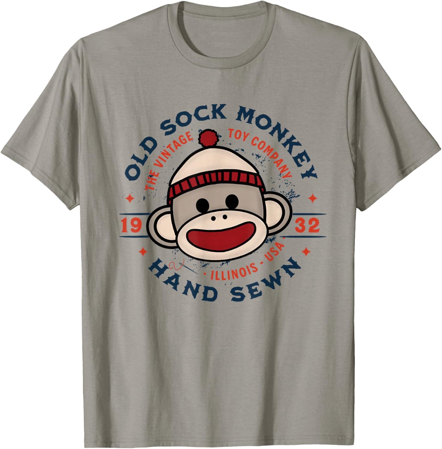 Old Sock Monkey Vintage Toy Company Logo Sock Monkey T-Shirt - T-Shirt | Sand