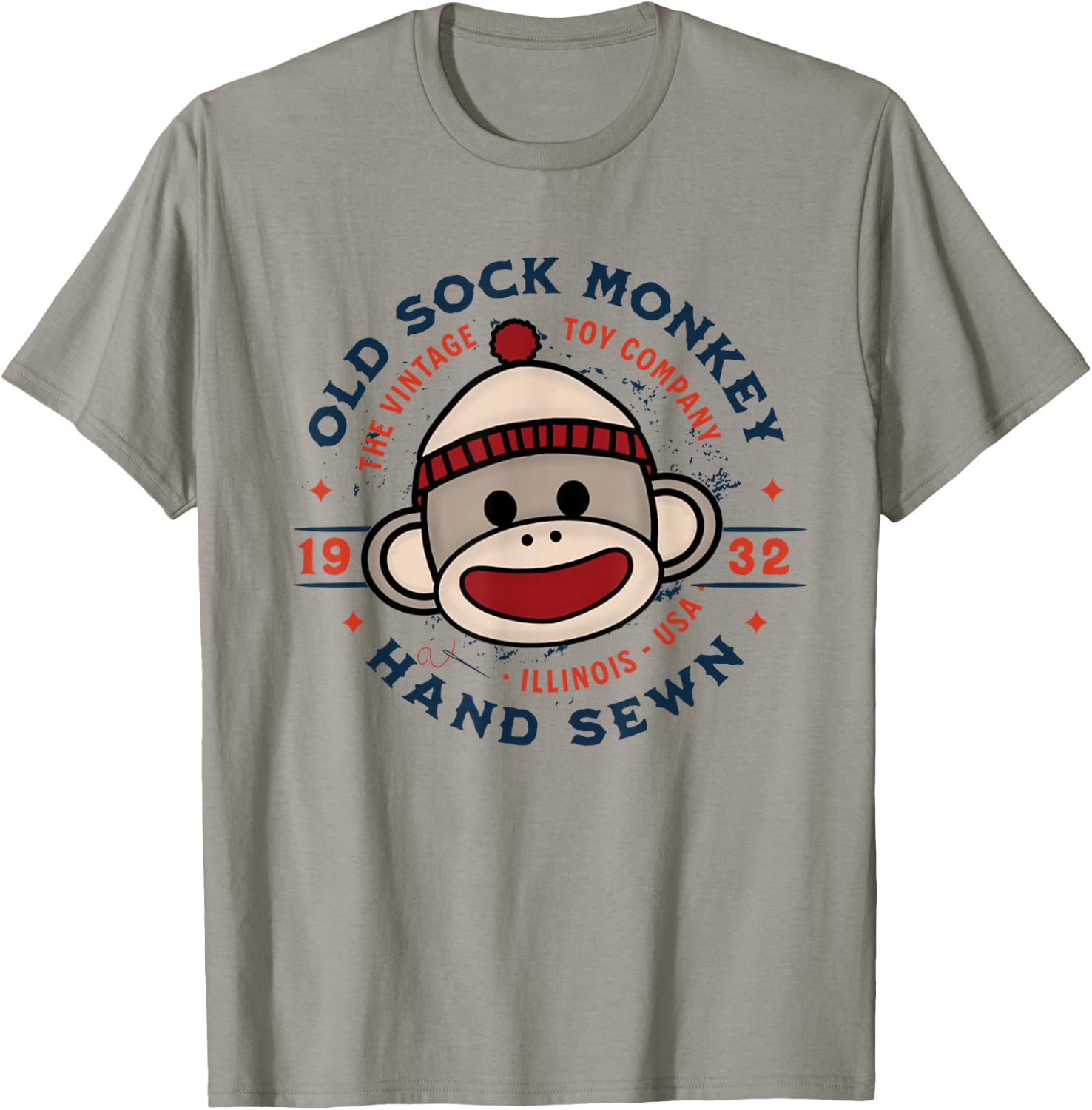 Old Sock Monkey Vintage Toy Company Logo Sock Monkey T-Shirt - T-Shirt | Sand