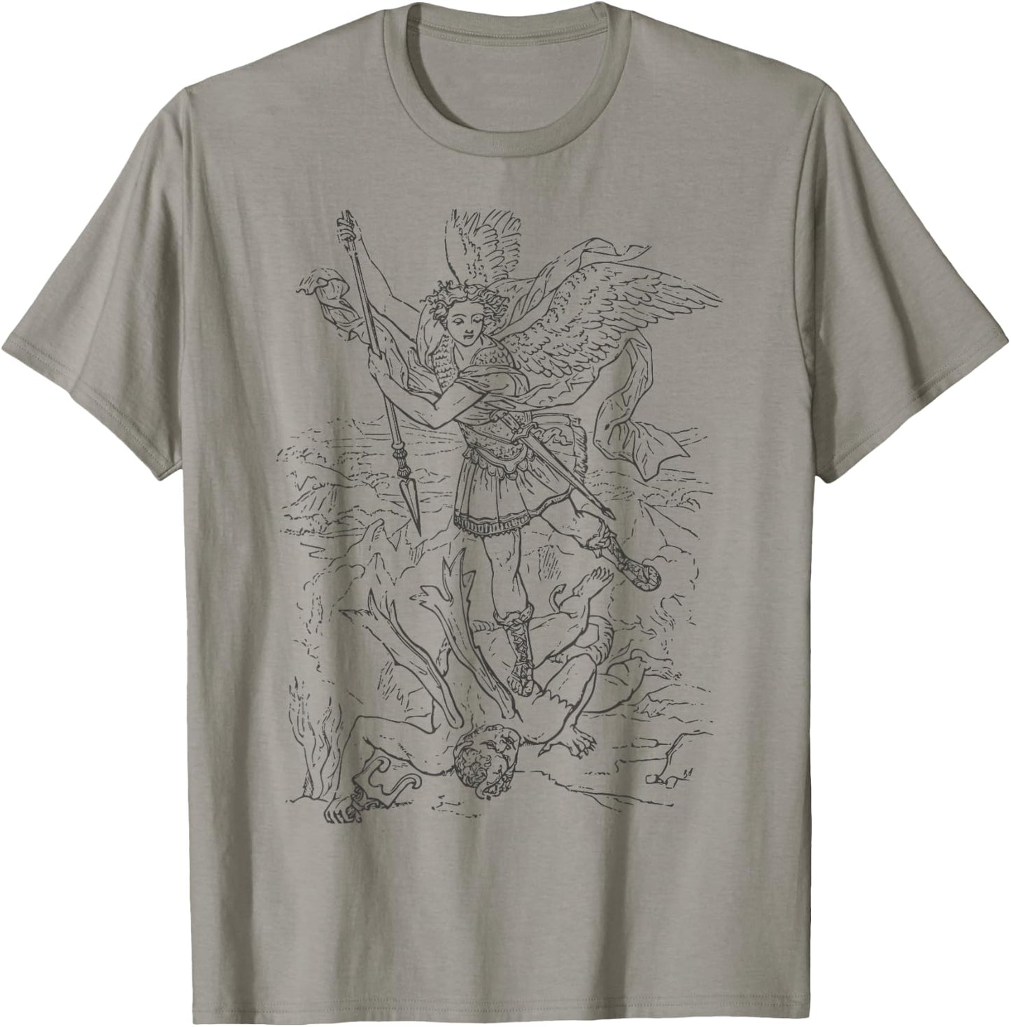 St Saint Michael the Archangel Catholic Angel Warrior T-Shirt - T-Shirt | Sand