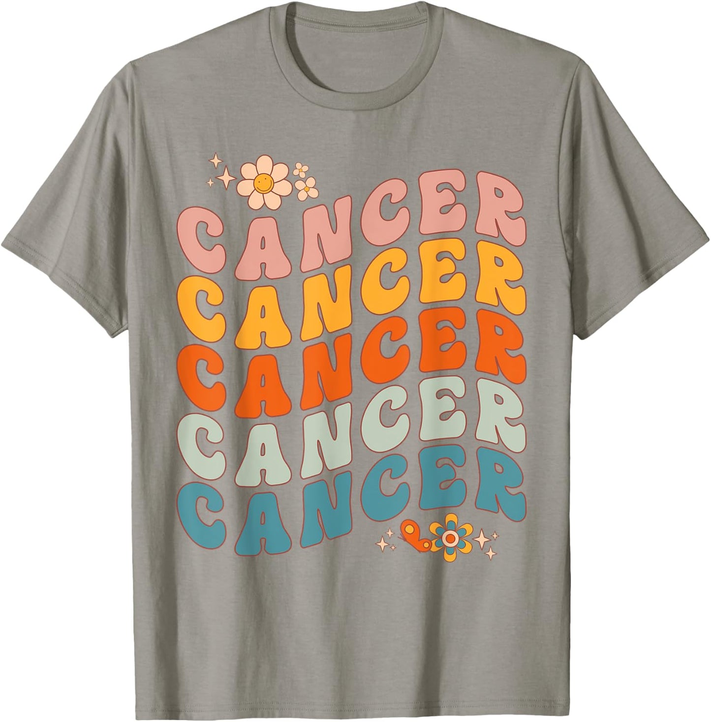 Cancer Groovy Retro Women Girls Birthday Zodiac Sign T-Shirt - T-Shirt | Sand