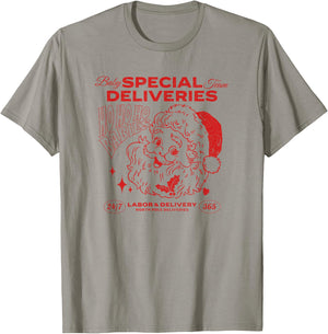 Special Deliveries, Labor and Delivery Christmas T-Shirt - T-Shirt | Sand