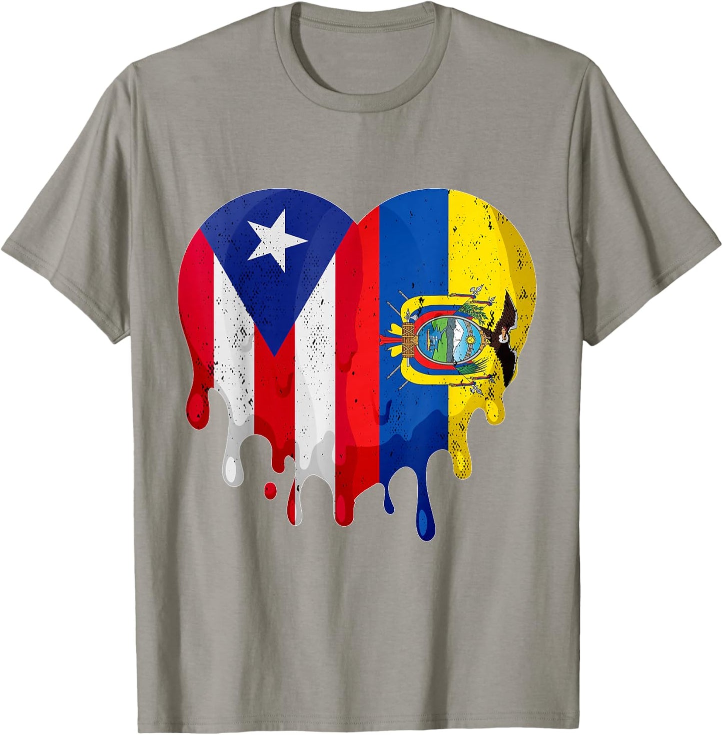Puerto Rico Ecuador Flag Heart Citizen Grown Patriot Country T-Shirt - T-Shirt | Sand