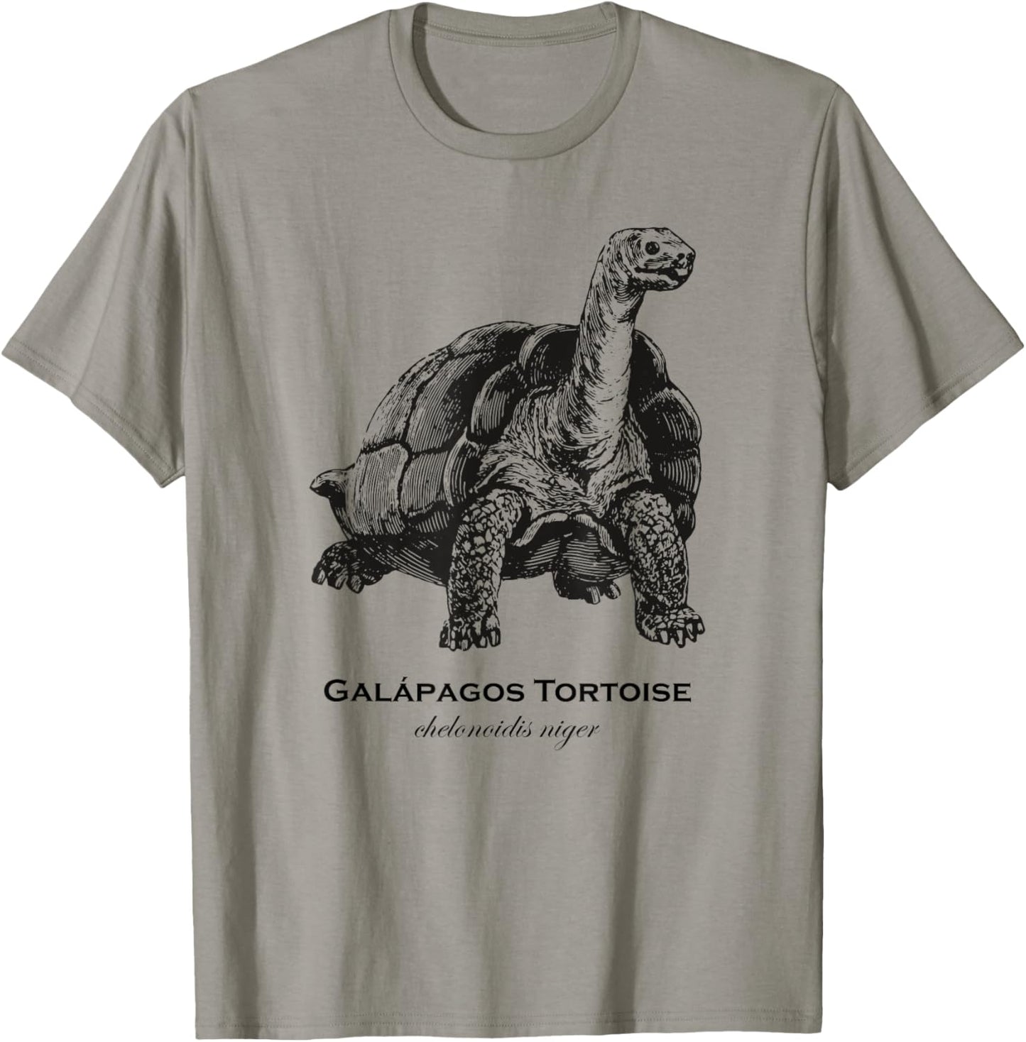 Vintage Galapagos Tortoise Designs by BAS -Adults & Kids Classic Fit Retro Cartoon Animal Print Grey Small T-Shirt - T-Shirt | Sand