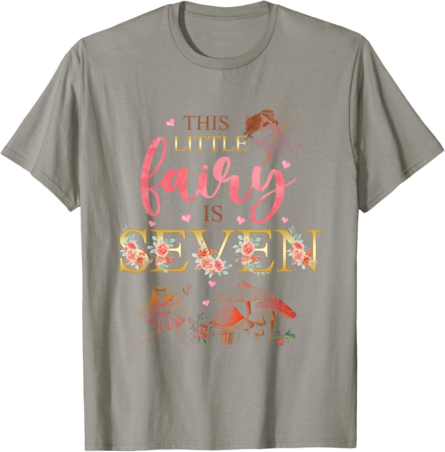 Wildflower Garden Fairy Floral 7th Birthday Shirt Girl T-Shirt - T-Shirt | Sand