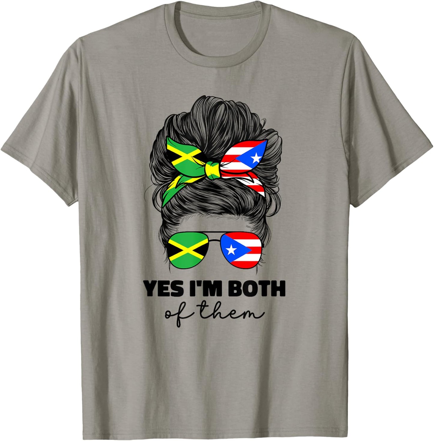 Half Jamaican And Puerto Rican Rico Jamaica Flag Gril Funny T-Shirt - T-Shirt | Sand