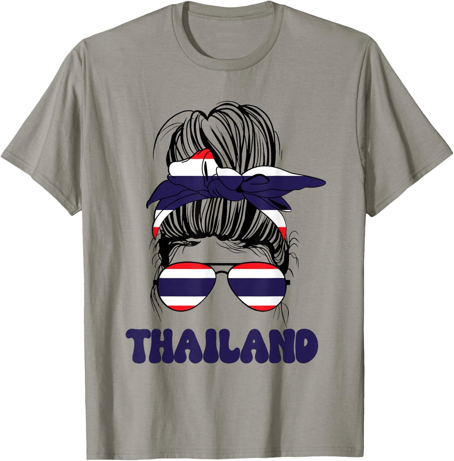 Thai Women Messy Bun, Thailand Flag For Thai Girls T-Shirt - T-Shirt | Sand