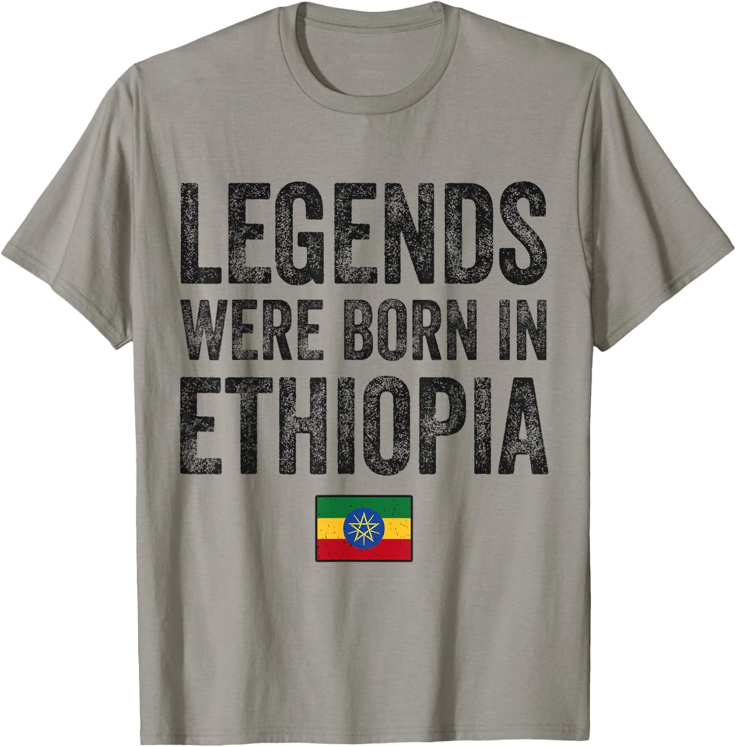 Legends Were Born In Ethiopia Ethiopian Flag Pride Roots T-Shirt - T-Shirt | Sand