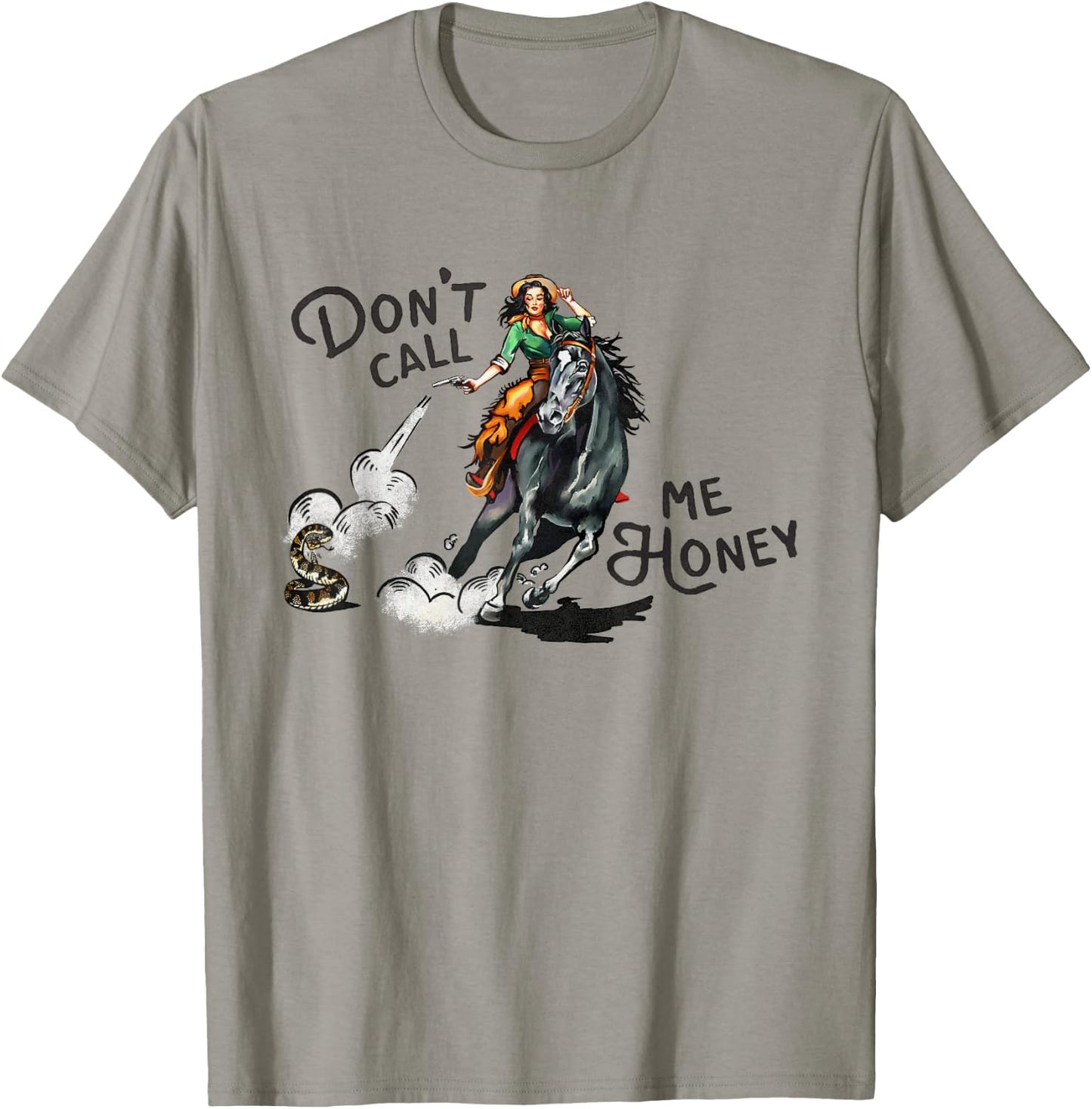 Cool Vintage Wild West Pin Up Girl Cowgirl Cowboy Horseback T-Shirt - T-Shirt | Sand
