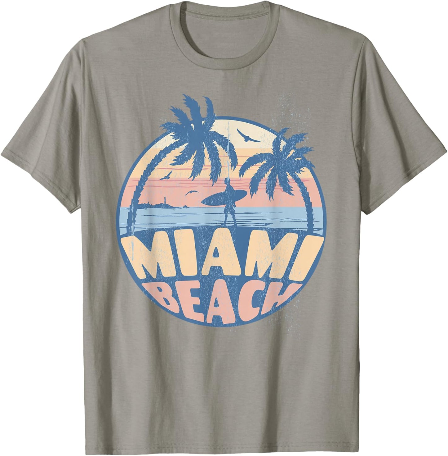 Miami Florida Beach Surf Summer Vacation Vintage Men Women Girls Kids T-Shirt - T-Shirt | Sand