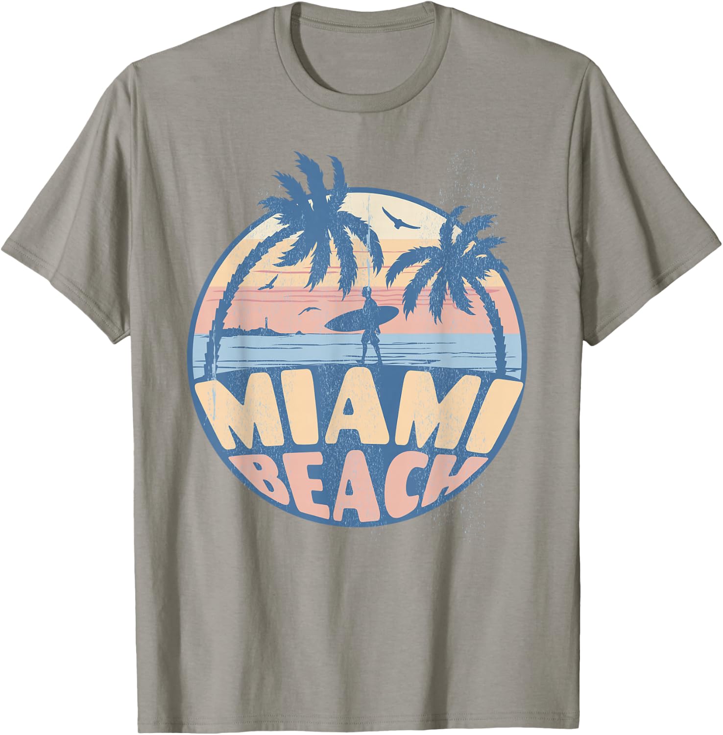Miami Florida Beach Surf Summer Vacation Vintage Men Women Girls Kids T-Shirt - T-Shirt | Sand