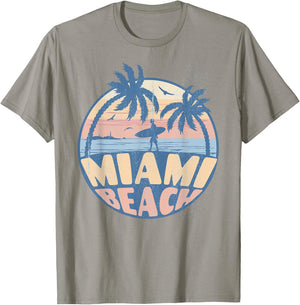 Miami Florida Beach Surf Summer Vacation Vintage Men Women Girls Kids T-Shirt - T-Shirt | Sand